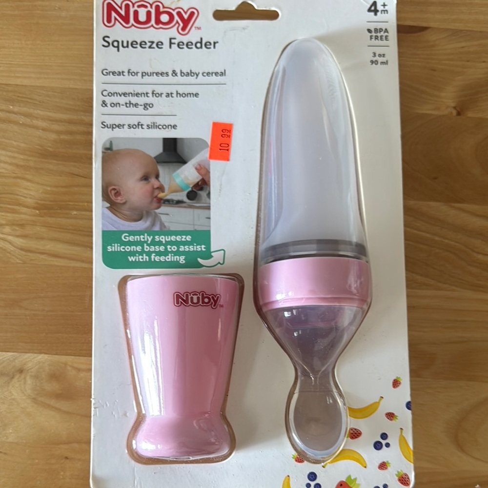 Nuby Pink Squeeze Feeder